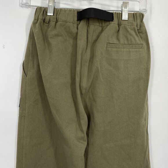 NO ONE ELSE by Chuu Unisex Belted Pants Small Green Cotton Wide leg Pull on NEW - Picture 7 of 15
